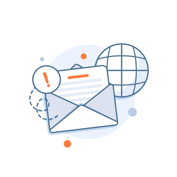 Email e mensagens, Campanha de email marketing, ilustração vetorial de ícone de design plano - Vetor, Imagem