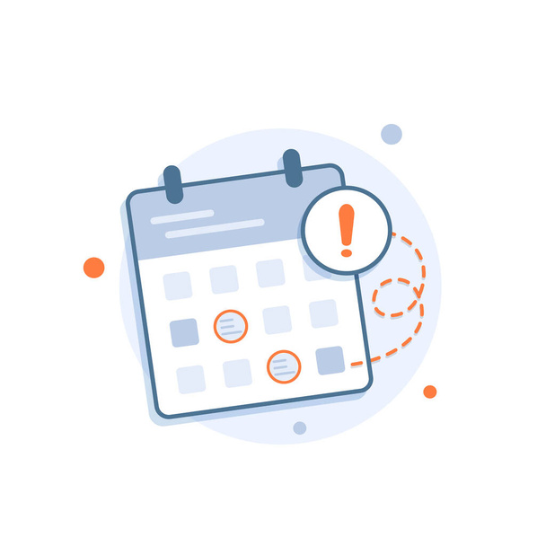Calendrier date limite ou notification de rappel d'événement, illustration vectorielle d'icône de design plat
 - Vecteur, image