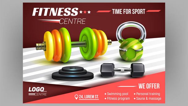 Fitness Centre Sport Advertising Poster Vector - Vector, Image