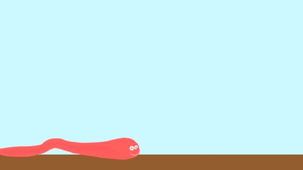 graphic animation smiling earthworm crawling from left to right. funny-forward-movement - 映像、動画