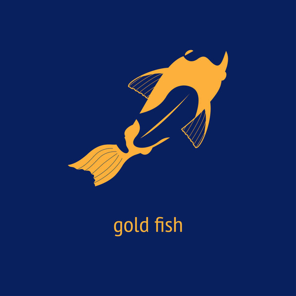 illustration of a goldfish carp koi on a dark blue background - Вектор, зображення