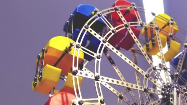 ferris wheel toy panoramic observation wheel colorful bottom view background  - Footage, Video