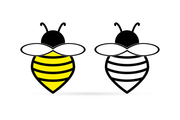 Outline doodle bee set icon isolated on white. Kids logo. Hand drawing vector stock illustration - Vector, Image