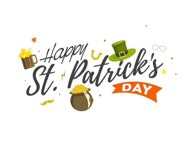 Calligraphy Happy St. Patrick's Day Text with Leprechaun Hat, Be - Vector, imagen