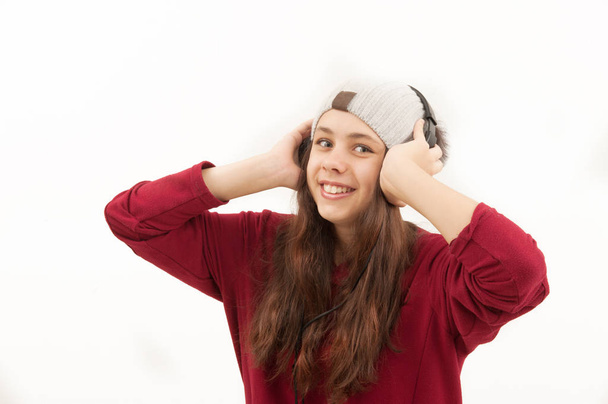 Girl in headphones listens to music. - Photo, Image