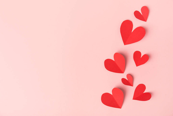 Paper valentines day hearts on pink - Zdjęcie, obraz