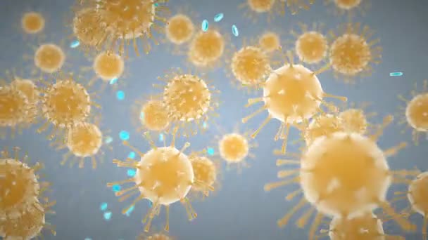  Coronavirus oder neuartiges Coronavirus 2019-ncov bewegliche Zellen, Epidemie. 3D-Renderer, 3D-Animation - Filmmaterial, Video