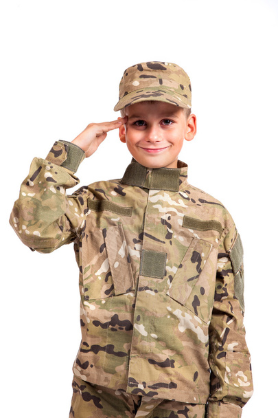 Saluting soldier. Young boy - Fotografie, Obrázek
