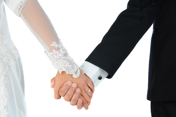Bride and Groom Holding Hands - Foto, imagen
