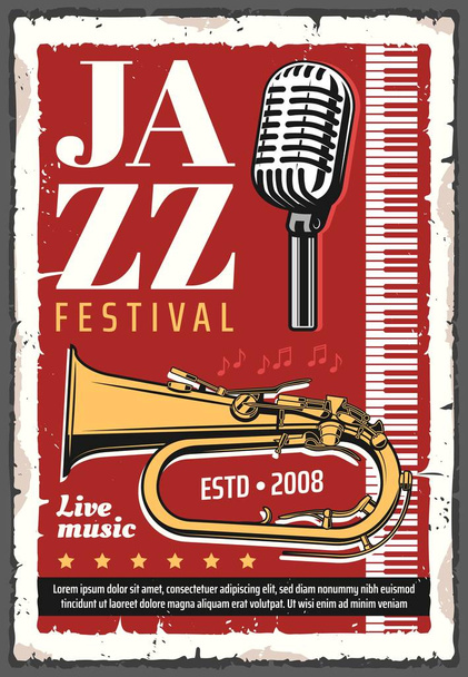 Plakát retro festivalu jazzové hudby - Vektor, obrázek