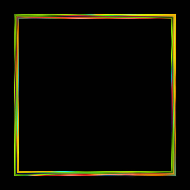 Glow Frame achtergrond. Neon gloeiende geometrische template geïsoleerd op zwarte achtergrond. Abstracte 2d illustratie. - Foto, afbeelding