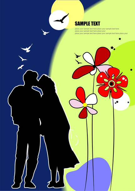 Kissing Couple vector illustration - Διάνυσμα, εικόνα