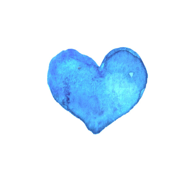Akvarell nagy kék szív szerelem. Valentin napi háttér textúra. Kézzel húzott - Fotó, kép