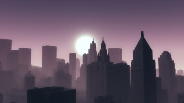 4k, timelapse zachody słońca, miejskie firmy budowlane i drapacze chmur, New York City sceny - Materiał filmowy, wideo