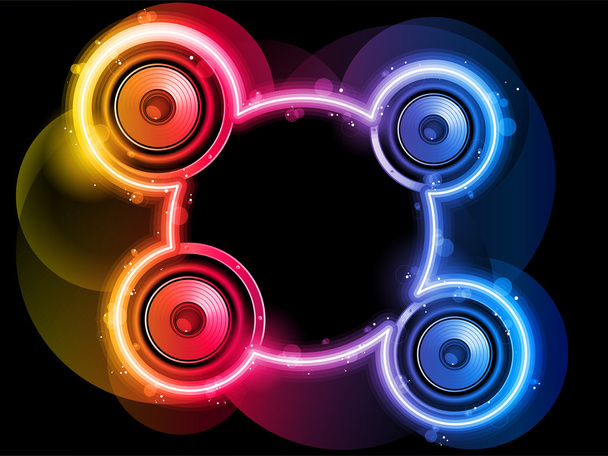 Disco Speaker with Neon Rainbow Circle - Vector, imagen