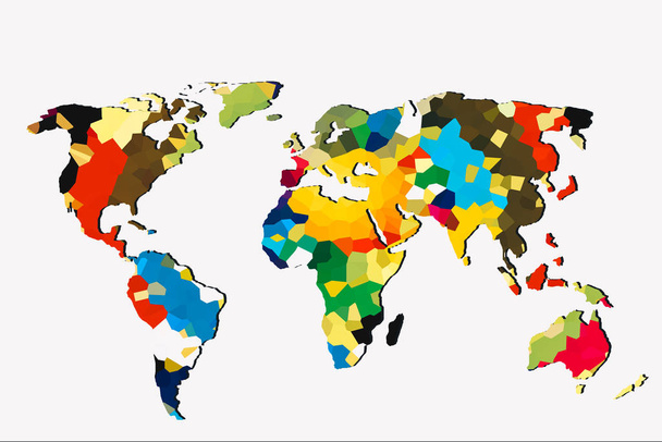 Mniej więcej zarysowana mapa świata z wzorami - Zdjęcie, obraz