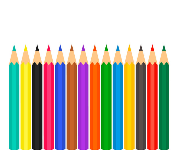 Premium Vector  Set of colored pencils with an eraser on an isolated  background