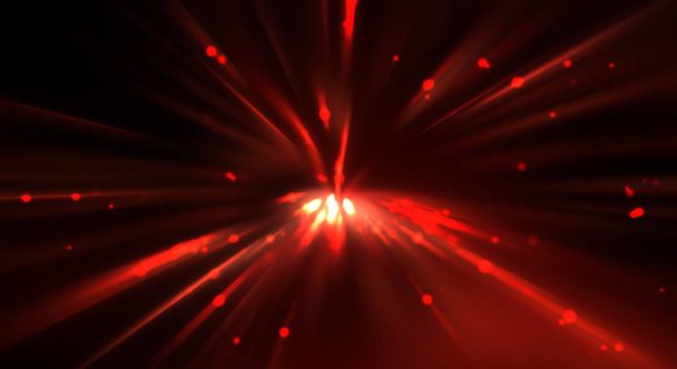 dynamischer beweglicher Lichtstoß. schönen glänzenden Hintergrund von bunten Lichtern. vibrierende Energiedarstellung eines Sterns mit leuchtenden Lichtstrahlen und Teilchen. - Foto, Bild