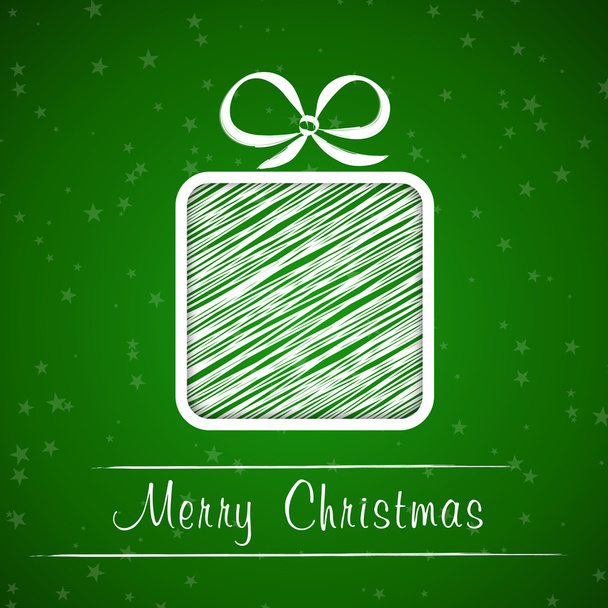 marco de navidad verde oscuro con regalo garabateado
 - Vector, Imagen