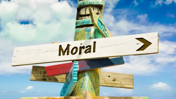 Street Sign de weg naar moraal - Video