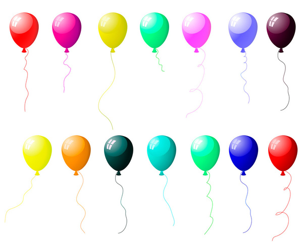 Colourful balloons set with glare - Vector, Image