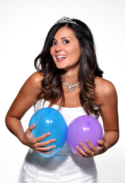 Happy and funny bride with balloons - Foto, immagini