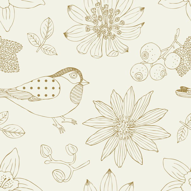 Bird and flower background - Vector, Image