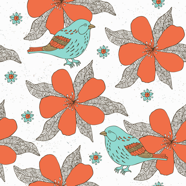 Bird and flower background - Διάνυσμα, εικόνα