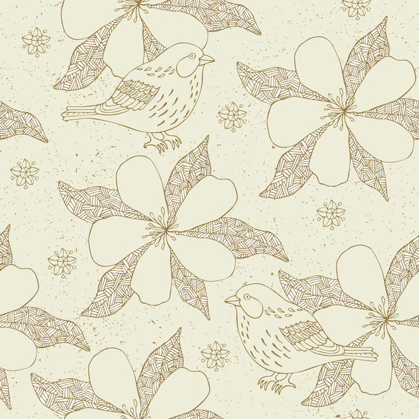 Bird and flower background - Vektor, obrázek