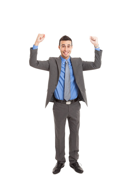 Happy businessman with arms raised - Fotó, kép