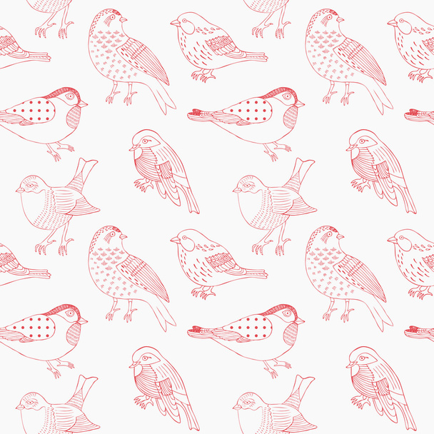 Bird hand drawn pattern - Vettoriali, immagini