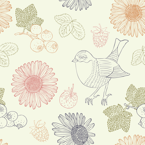 Bird retro pattern - Vector, afbeelding