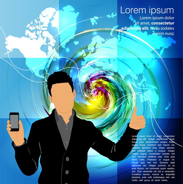Man with smartphone - Vector, Image