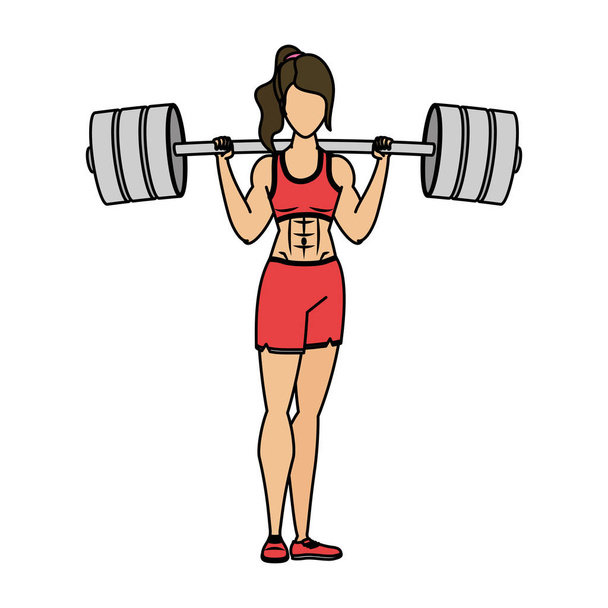 fiatal nő sportoló súlyemelés - Vektor, kép