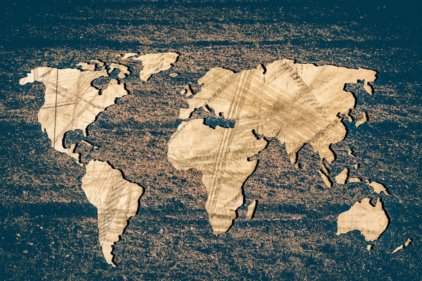 Mapa do mundo aproximadamente delineado com padrões
 - Foto, Imagem