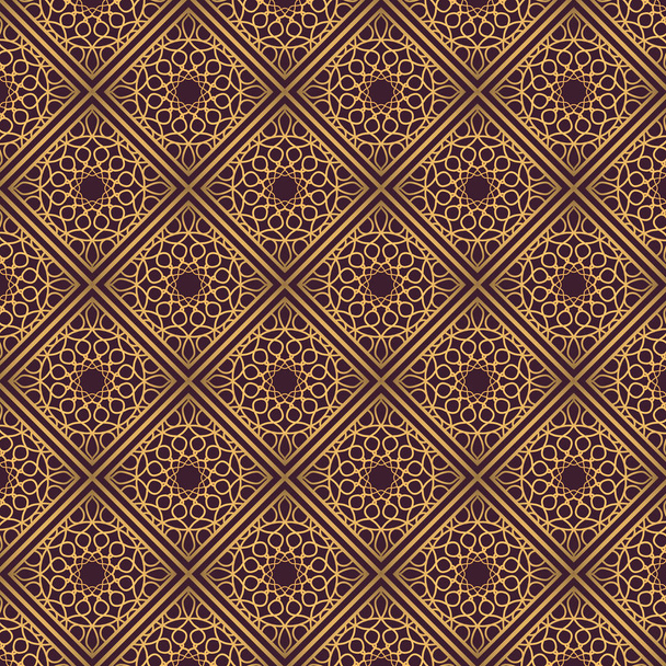 Golden oriental pattern design on dark background. Royal pattern design in vector. Golden mandala pattern on dark background - Vector, Image
