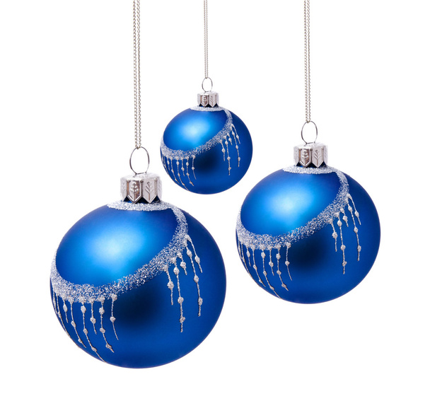 Perfect blue christmas balls isolated on white - Foto, Bild