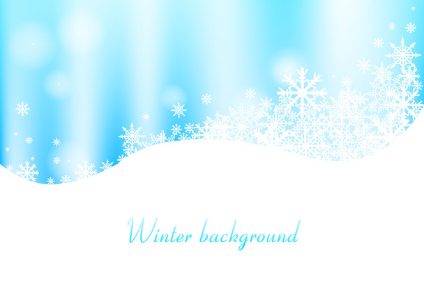 Winter background with snowflakes and blue sky. - Vecteur, image