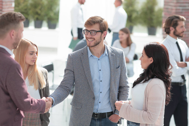 business people greet each other with a handshake. - Zdjęcie, obraz