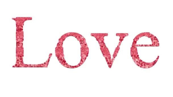 Amor palavra rosa brilho lantejoulas com brilho estilo moda animação conceito isolado fundo. ilustração digital 3d 4k imagens
. - Filmagem, Vídeo
