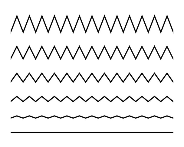 Zigzag αδιάλειπτη γραμμές κυμάτων που. Κυματιστή μαύρη οριζόντια γραμμή με άκρη. Πλαίσιο υπογραμμίζει εγκεφαλικό επεισόδιο. Εικονογράφηση διανύσματος απομονωμένη σε λευκό - Διάνυσμα, εικόνα