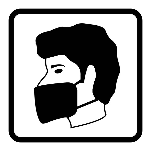 Sicherheit sign.wear Staubmask.wear Gesichtsmaske Symbol Zeichnung durch Abbildung - Vektor, Bild