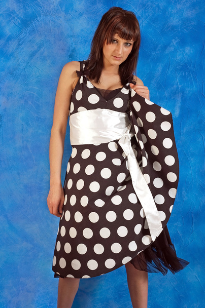 Girl in polka-dot dress - Фото, зображення