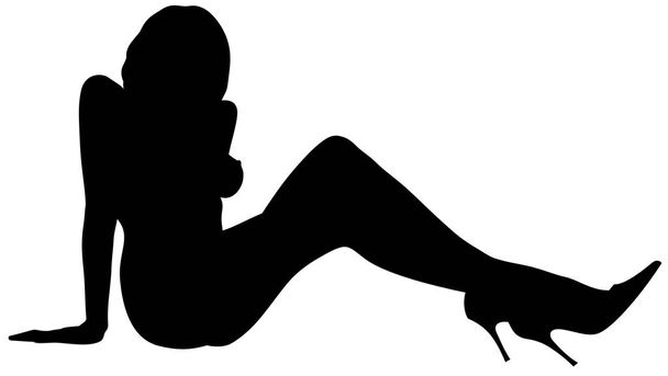 alaston seksikäs nainen siluetti vektori
 - Vektori, kuva