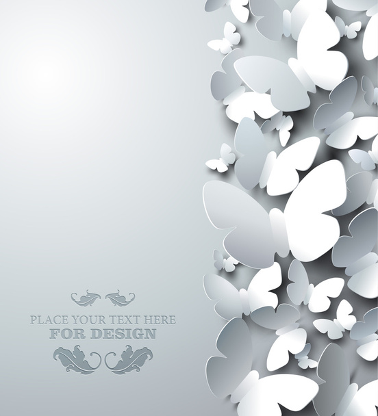 White background with cutout butterflies - Vector, Image