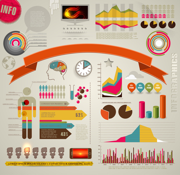Set of colored Infographic Elements. - Vetor, Imagem