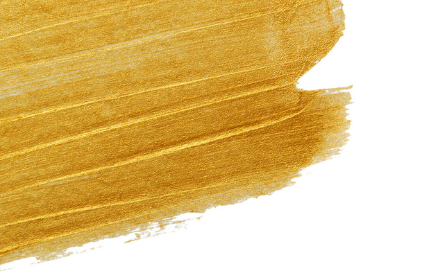 Pennello dorato tratto isolato su sfondo bianco. Giallo bordo metallico lucido
 - Foto, immagini