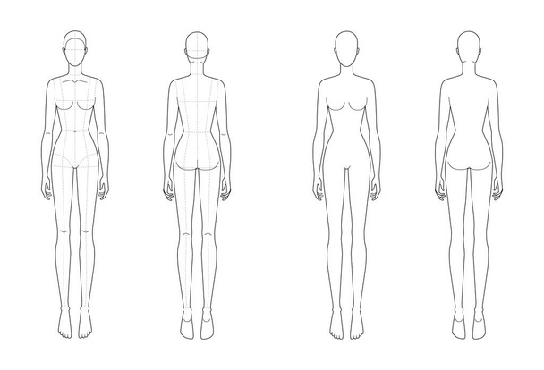 Fashion template of standing women.  - Vector, Image