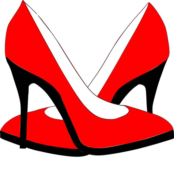 High heels icon isolated on white background. Vector art. Bright red shoes, vector illustration - Vector, Image