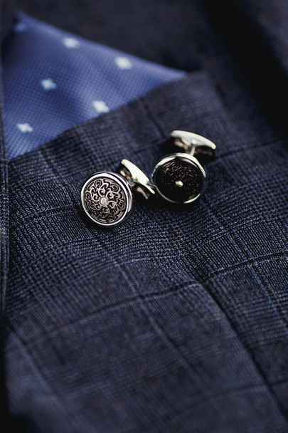 Lüks moda erkek kol düğmeleri. Smokin, kelebek ve kravat için aksesuarlar., - Fotoğraf, Görsel